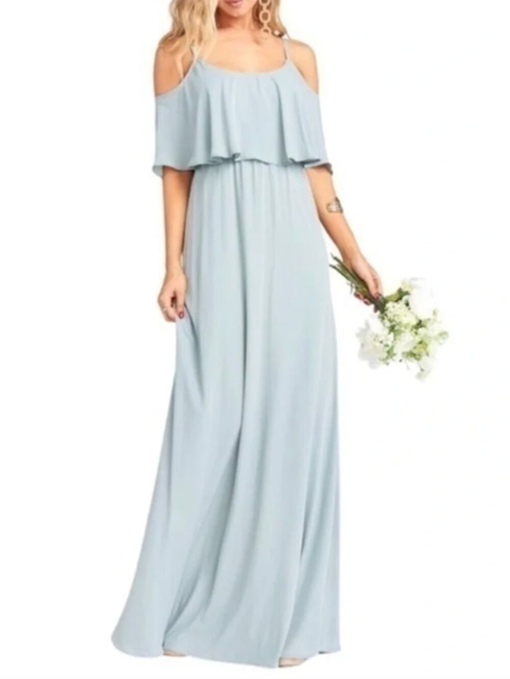 Show Me Your MuMu Light Blue Ruffle Maxi Dress